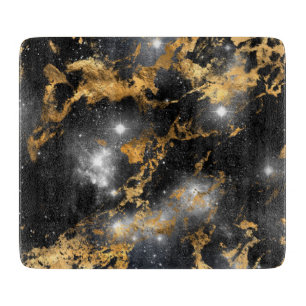 Golden Marble Dark Starry Night Space Lover Galaxy Cutting Board