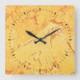 Golden  Marble Effect Square Wall Clock