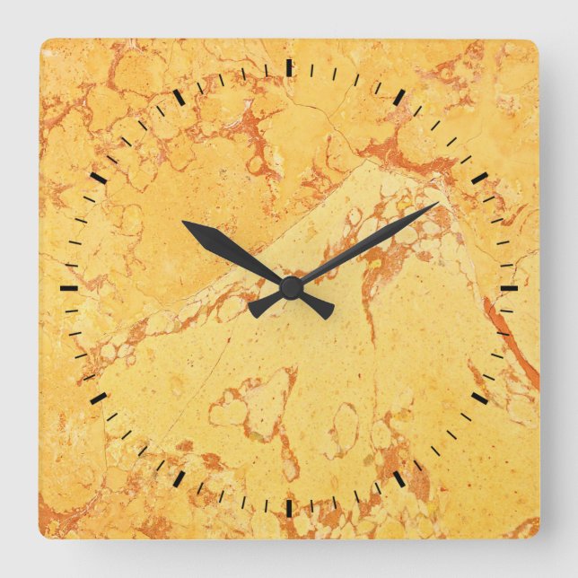 Golden  Marble Effect Square Wall Clock (Front)