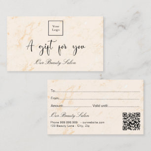 Golden marble logo qr code gift certificate
