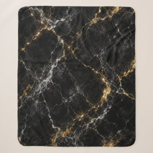 Golden Marble Luxury Sherpa Blanket Black & Gold