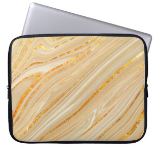 Golden marble texture laptop sleeve