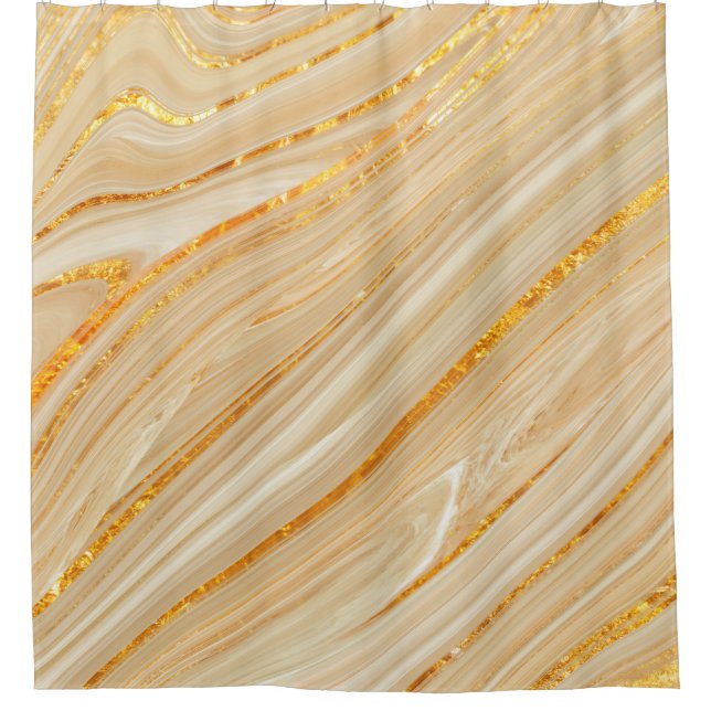 Golden marble texture shower curtain (Front)