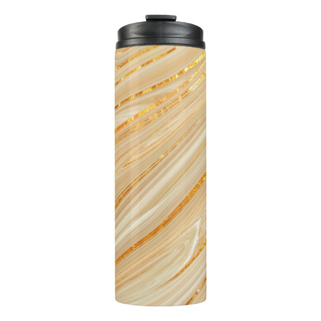 Golden marble texture thermal tumbler (Front)