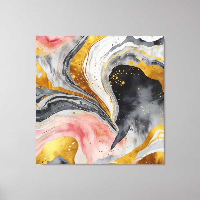 Golden Marble Whirls Canvas Print (Front)