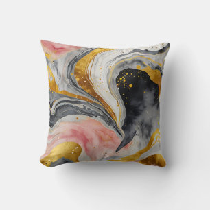 Golden Marble Whirls Cushion