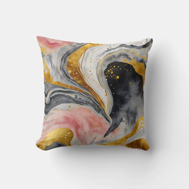 Golden Marble Whirls Cushion (Front)