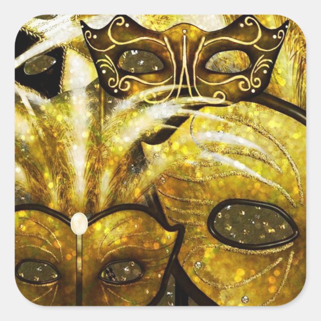 Golden Mardi Gras Masks Stickers (Front)