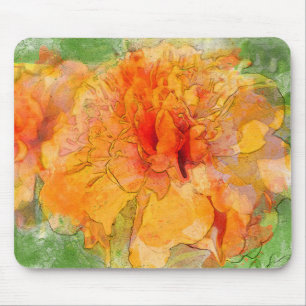 Golden Marigold Flower Watercolor Mouse Mat