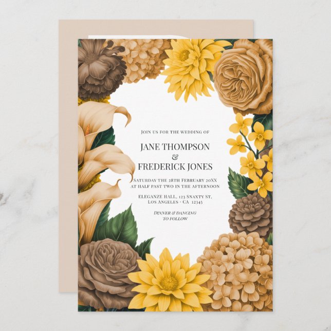 Golden Marigold, Terra Honey & Umber Spice Wedding Invitation (Front/Back)