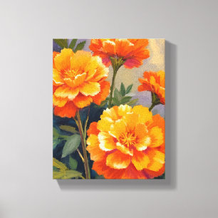 Golden Marigolds   Watercolor Flowers Floral Canvas Print