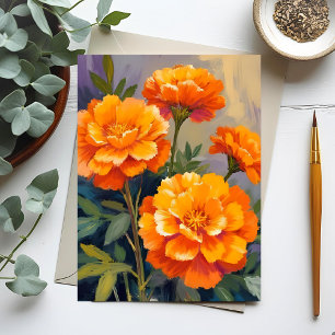Golden Marigolds Watercolor Flowers Floral Postcard