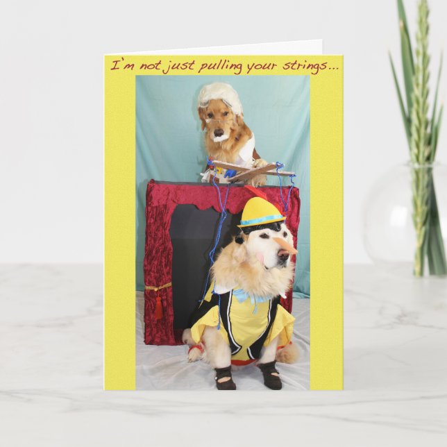 Golden Marionette Puppet Show Birthday Card (Front)