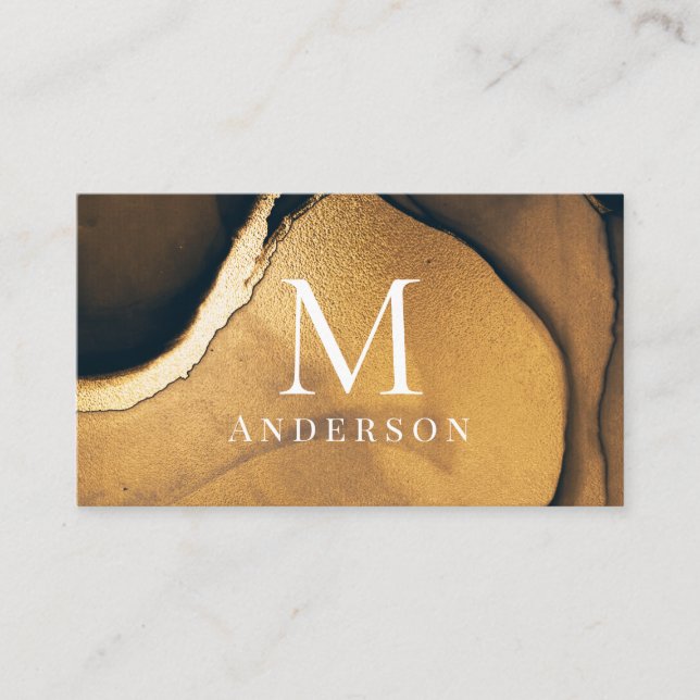 golden Masculine Double Monogram Business Card (Front)