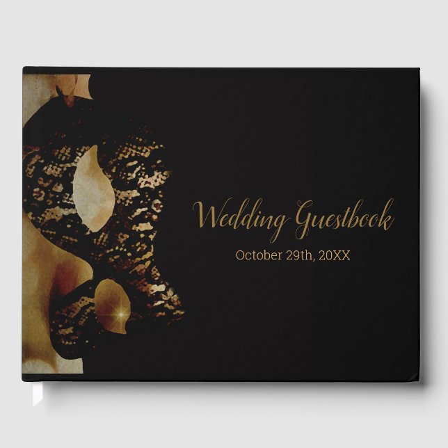 Golden Mask Wedding Guest Book (Front)