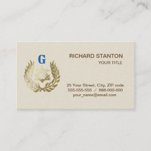 Golden masonry symbol business card