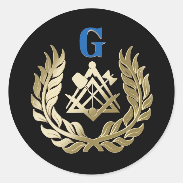 Golden masonry symbol classic round sticker (Front)