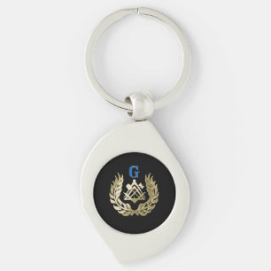 Golden masonry symbol key ring