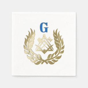 Golden masonry symbol napkin