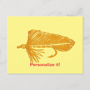 Golden Matuka streamer, fly fishing, fly tying art Holiday Postcard