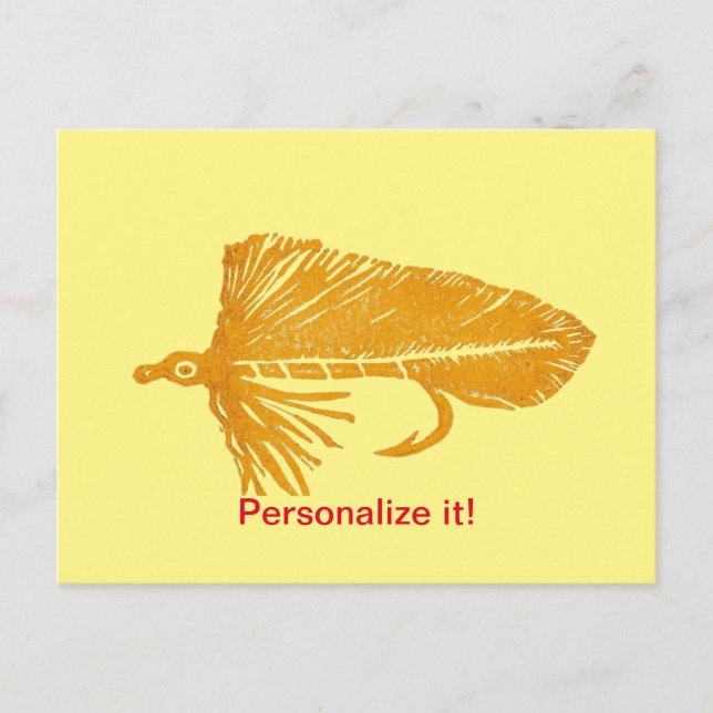Golden Matuka streamer, fly fishing, fly tying art Holiday Postcard (Front)