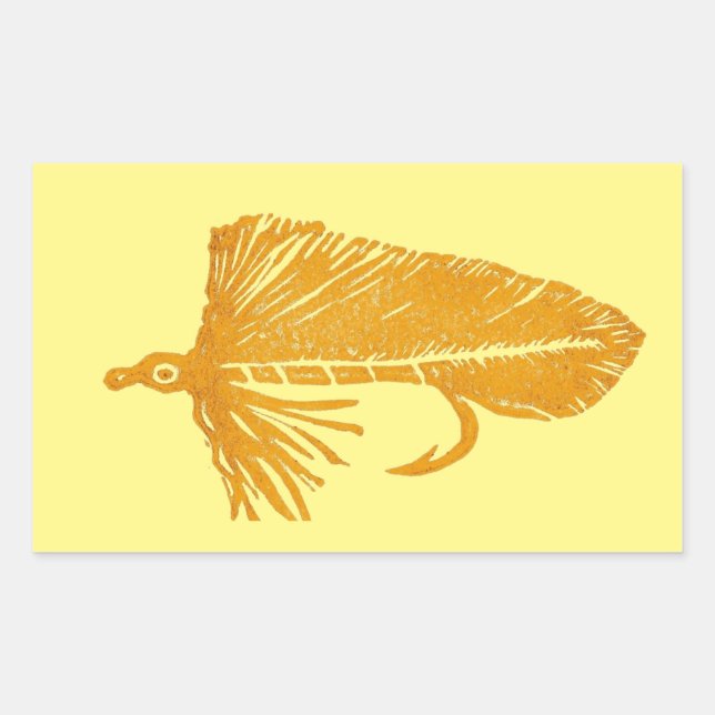 Golden Matuka streamer fly fishing fly tying art Rectangular Sticker (Front)