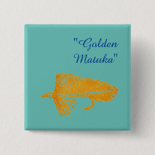 Golden Matuka streamer for fly fishing, fly tying 15 Cm Square Badge