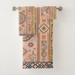 Golden Maze – Modern Moroccan Geometry Bath Towel Set