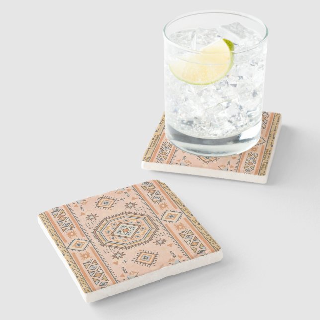 Golden Maze – Modern Moroccan Geometry Stone Coaster (Side)