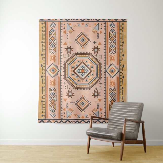 Golden Maze – Modern Moroccan Geometry Tapestry (In Situ)