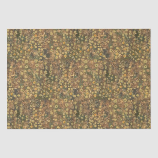 Golden Meadow, abstract floral, olive green yellow Tissue Paper (Front)