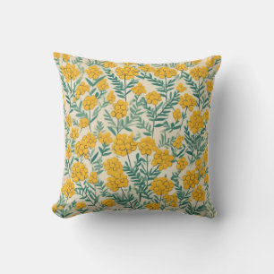 Golden Meadow: Cheerful Tansy Blooms Cushion