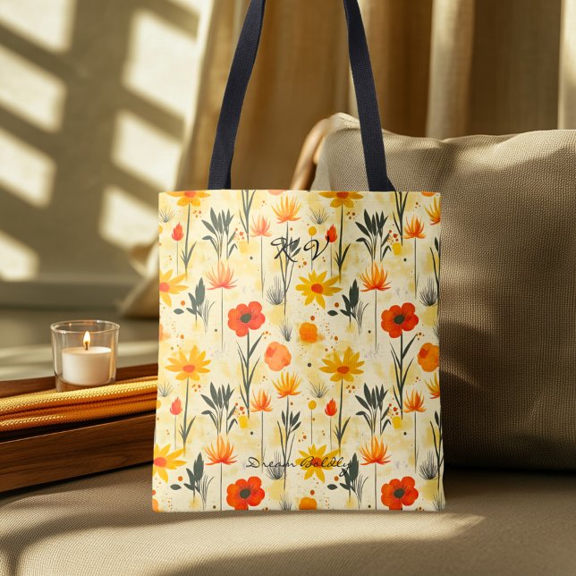 Golden Meadow Floral Wellness Tote Bag (Creator Uploaded)