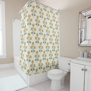 Golden Meadow Radiant Botanical Shower Curtain