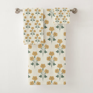 Golden Meadow Sunlit Botanical Bath Towel Set