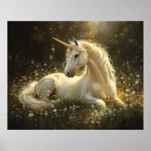 Golden Meadow Unicorn Poster