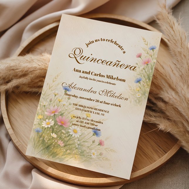 Golden Meadow Wildflower Quinceañera Invitation (Creator Uploaded)