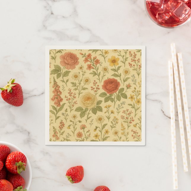 Golden Meadow Wildflower – Seamless Vintage Napkin (Insitu)