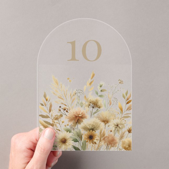 Golden Meadow Wildflower Wedding Acrylic Invitations (Insitu (Handheld))