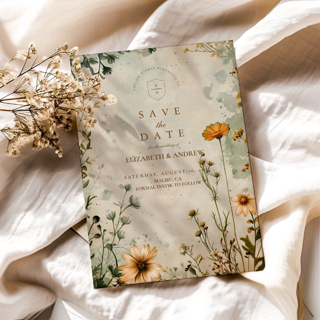 Golden Meadow Wildflower Wedding Save The Date (Creator Uploaded)