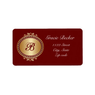 Golden Medallion Frame Monogram Address Label