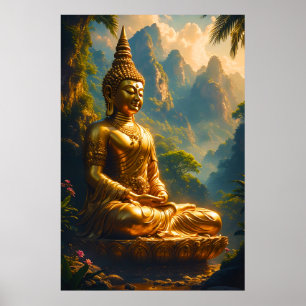 Golden Meditation in the Thai Peaks Poster
