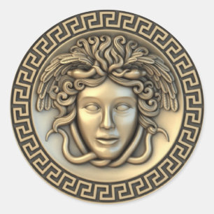 Golden Medusa 3D Gorgon Classic Round Sticker