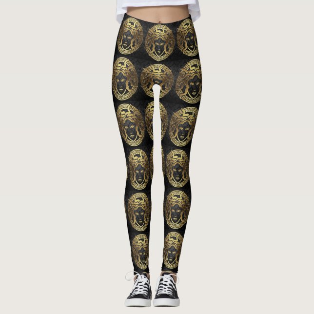 Golden Medusa Abstract Leggings (Front)