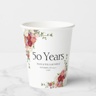 "Golden Memories: Celebrating 50 Years of Love" Paper Cups