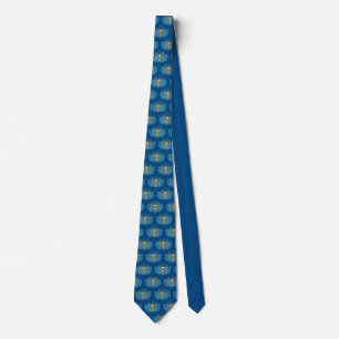 Golden menorah Hanukkah greeting festival of light Tie