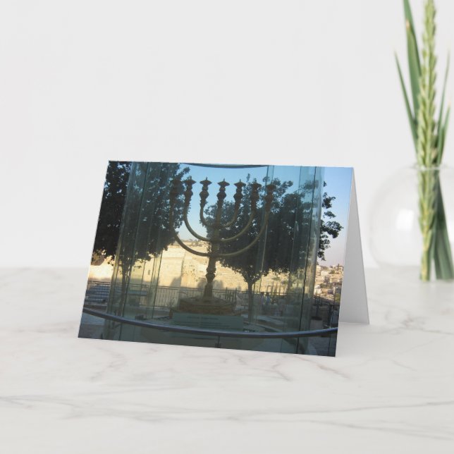Golden menorah holiday card (Front)