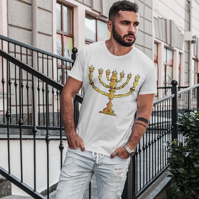 Golden Menorah Jewish Candle Holder T-Shirt (Creator Uploaded)