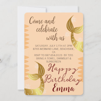 Golden Mermaid, Celebrate With Us, Under The Sea Invitation