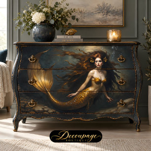 Golden Mermaid Fantasy - Ocean Theme Decoupage Tissue Paper